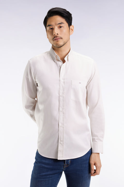 White piqué cotton shirt, straight cut - Image 3