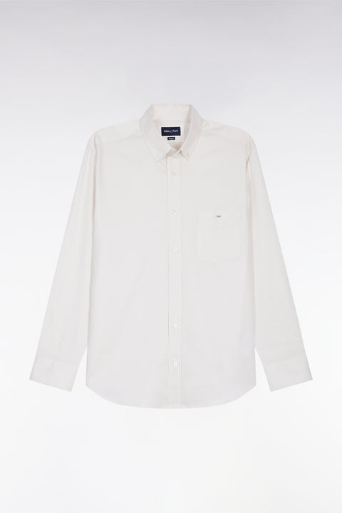 White piqué cotton shirt, straight cut - Image 2