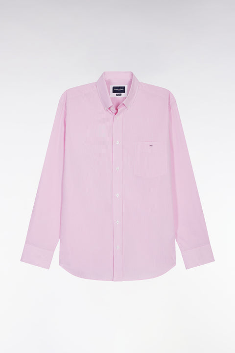 Pink cotton poplin gingham shirt, straight cut - Image 2