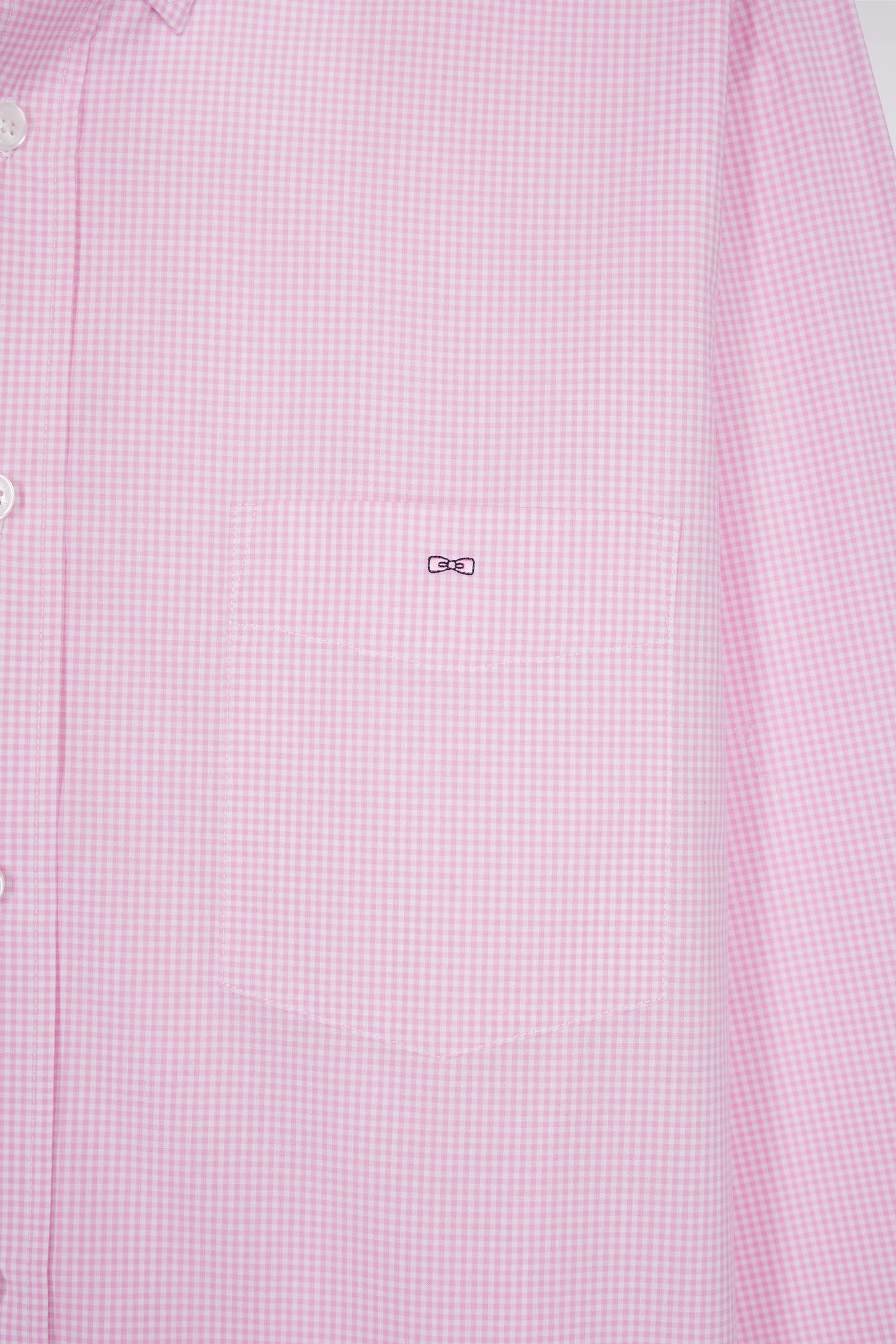 Pink cotton poplin gingham shirt, straight cut