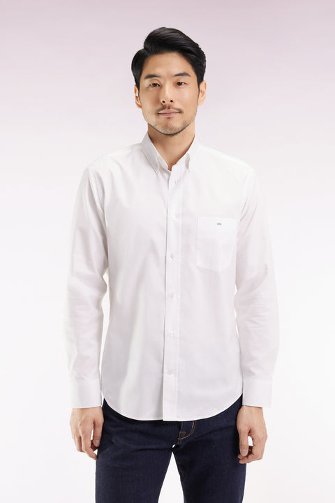 Straight-cut white cotton shirt - Image 3