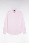 Pink cotton striped shirt, straight cut