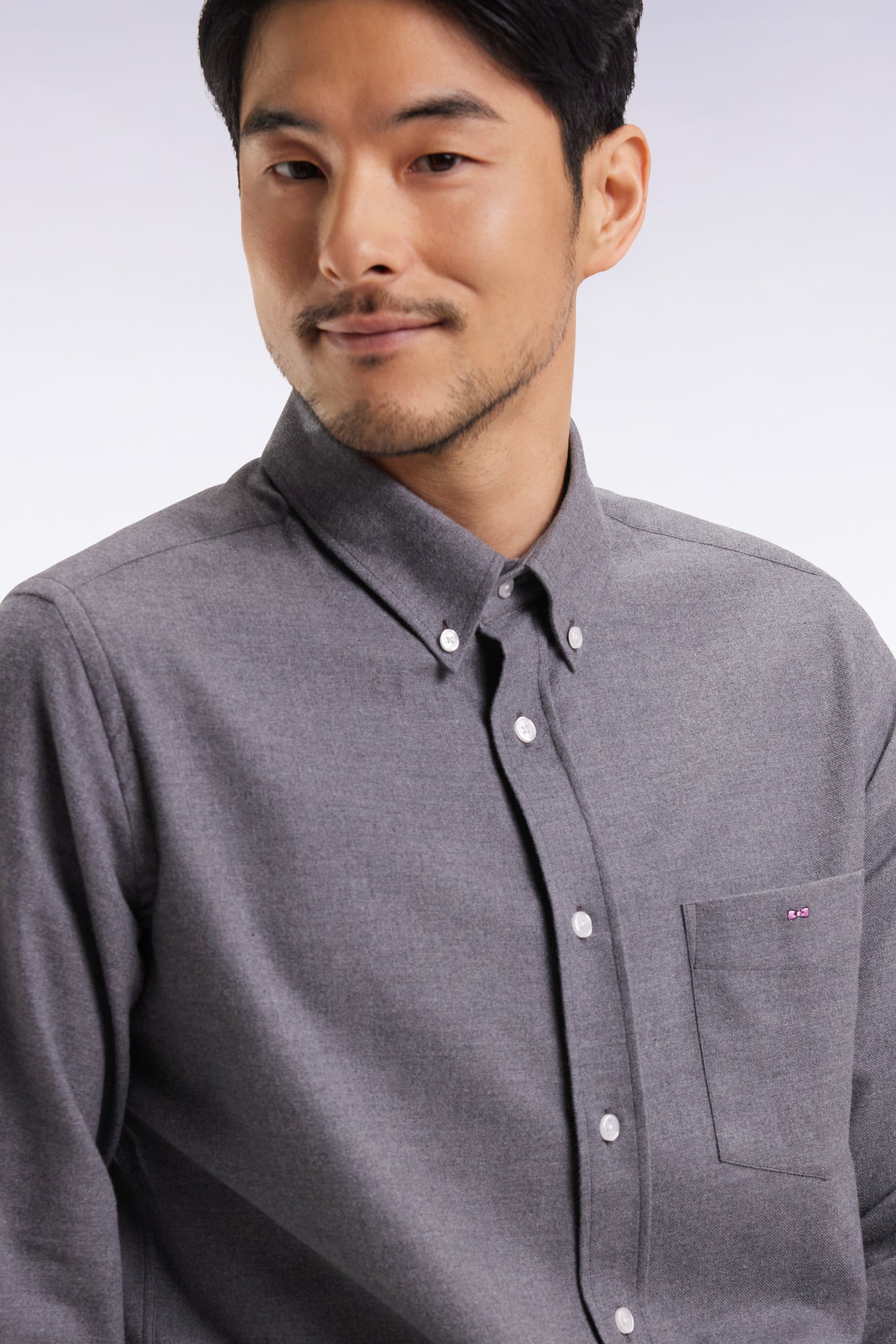Grey flannel shirt, straight cut