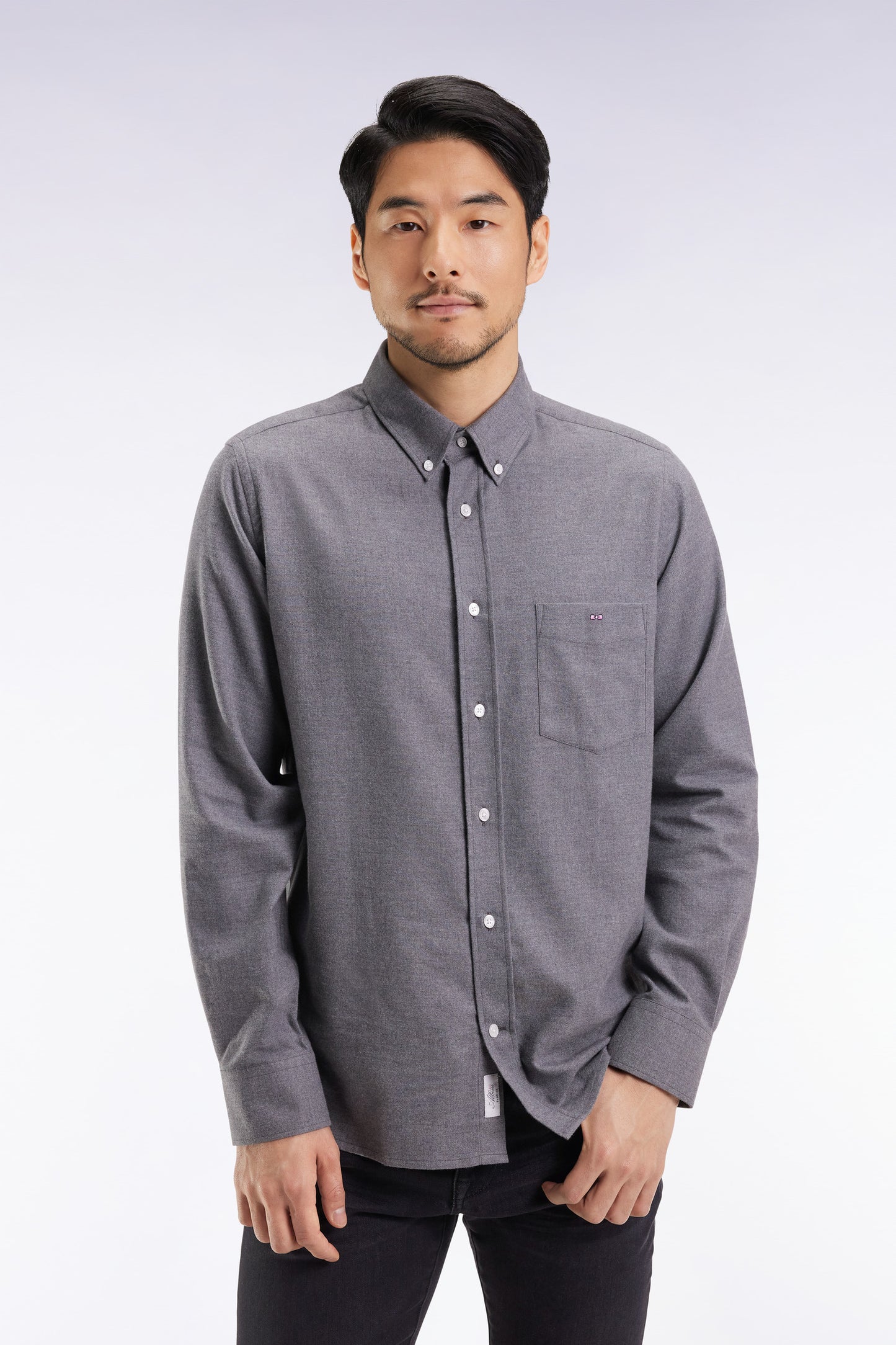 Grey flannel shirt, straight cut