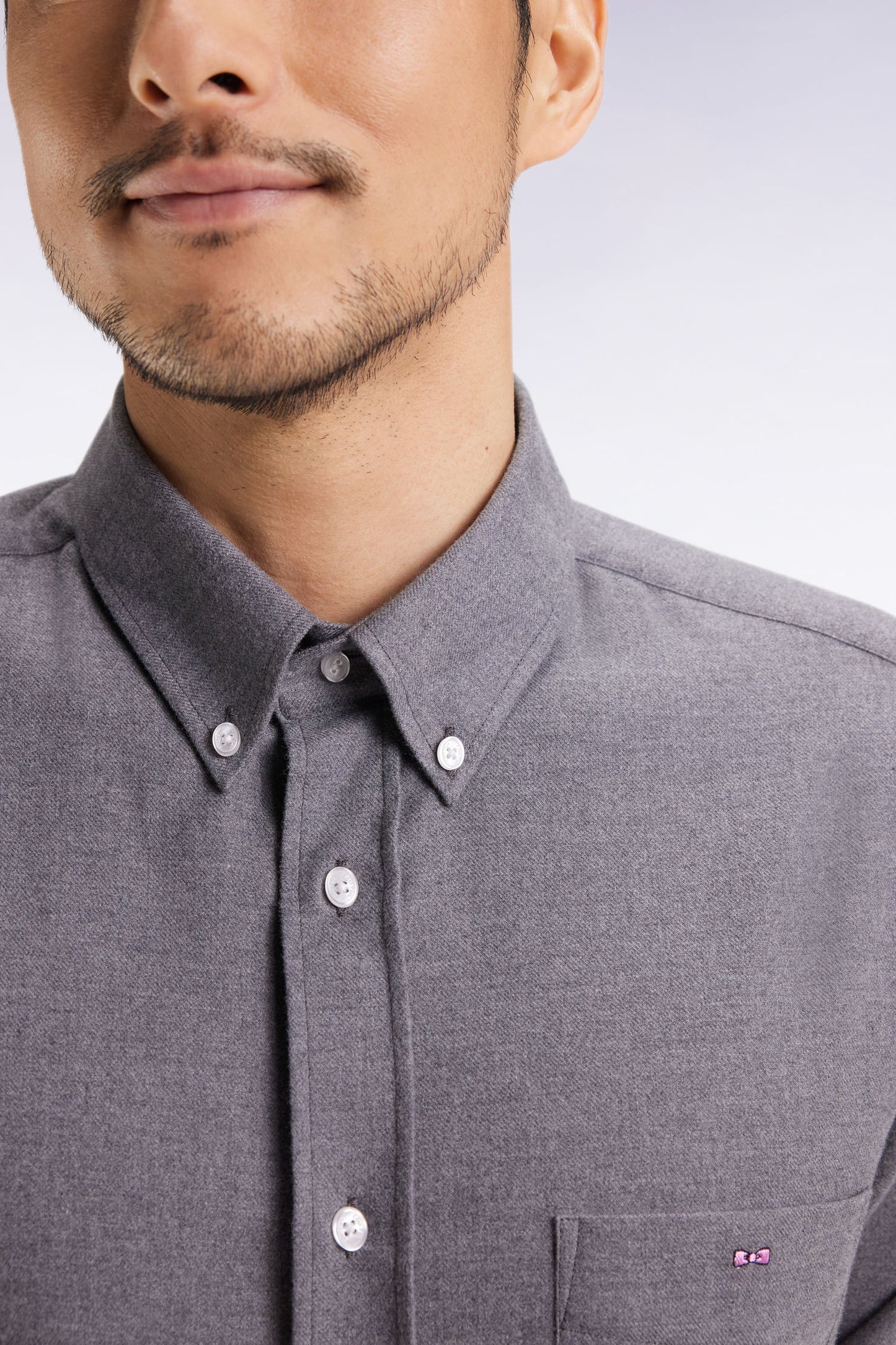 Grey flannel shirt, straight cut