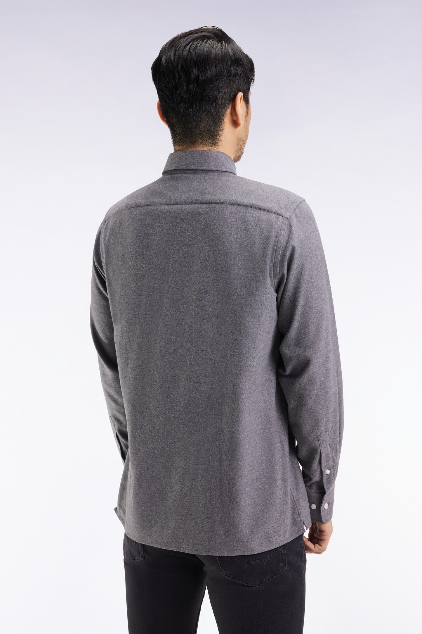 Grey flannel shirt, straight cut