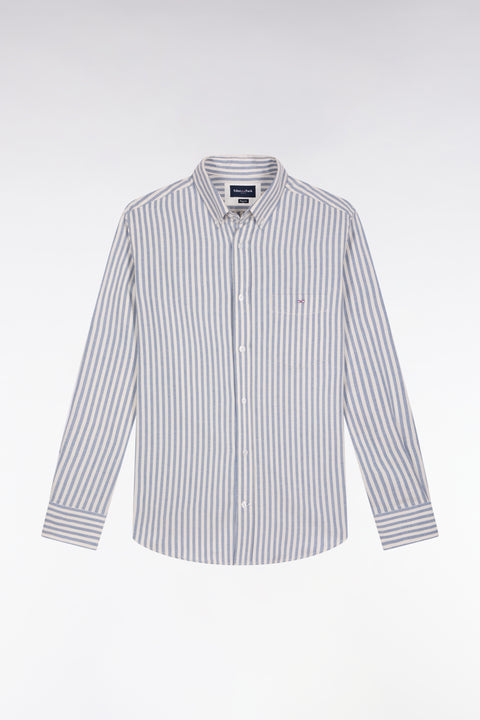 Pima cotton shirt with blue and white stripes - Image 2