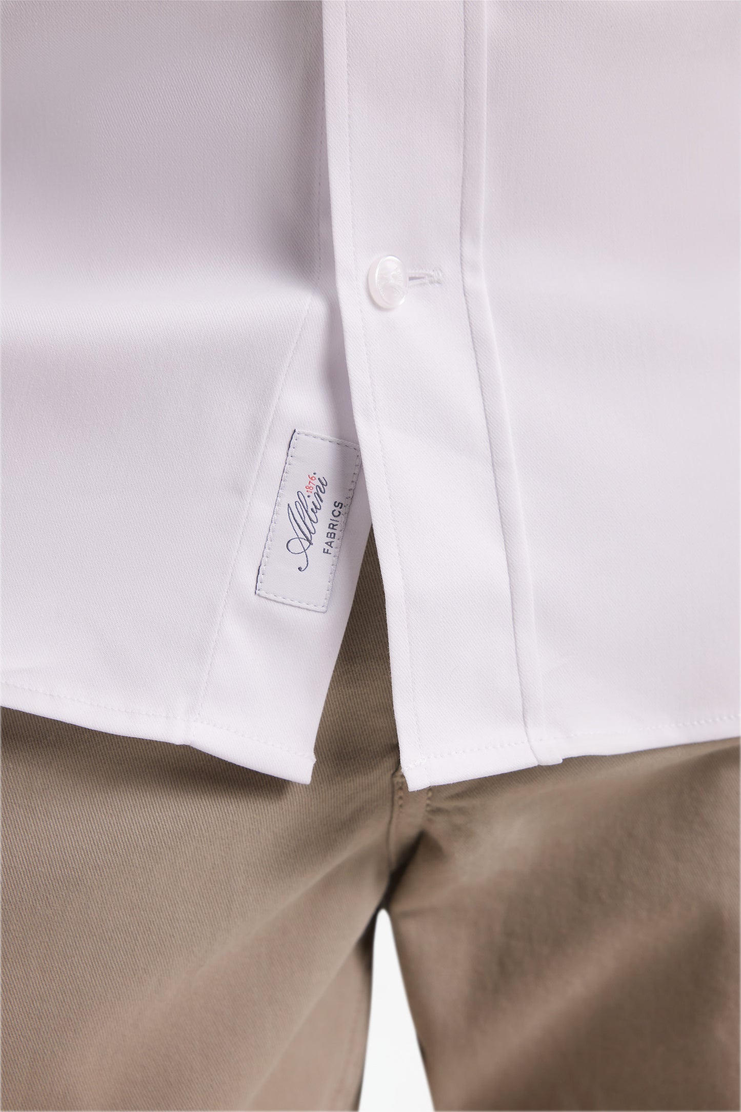 White stretch Pima cotton shirt, straight cut