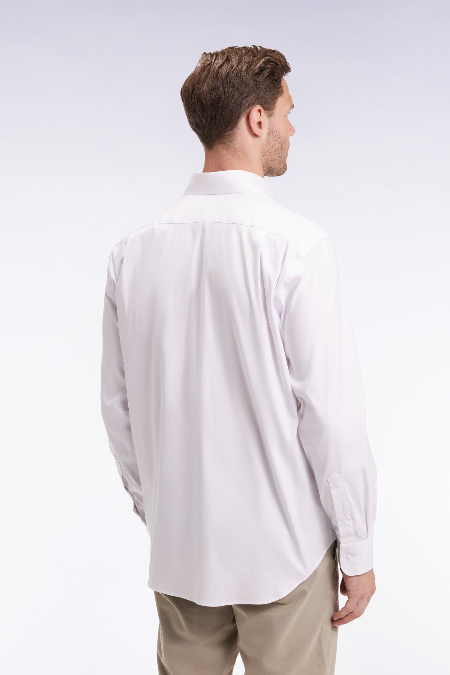 White stretch Pima cotton shirt, straight cut