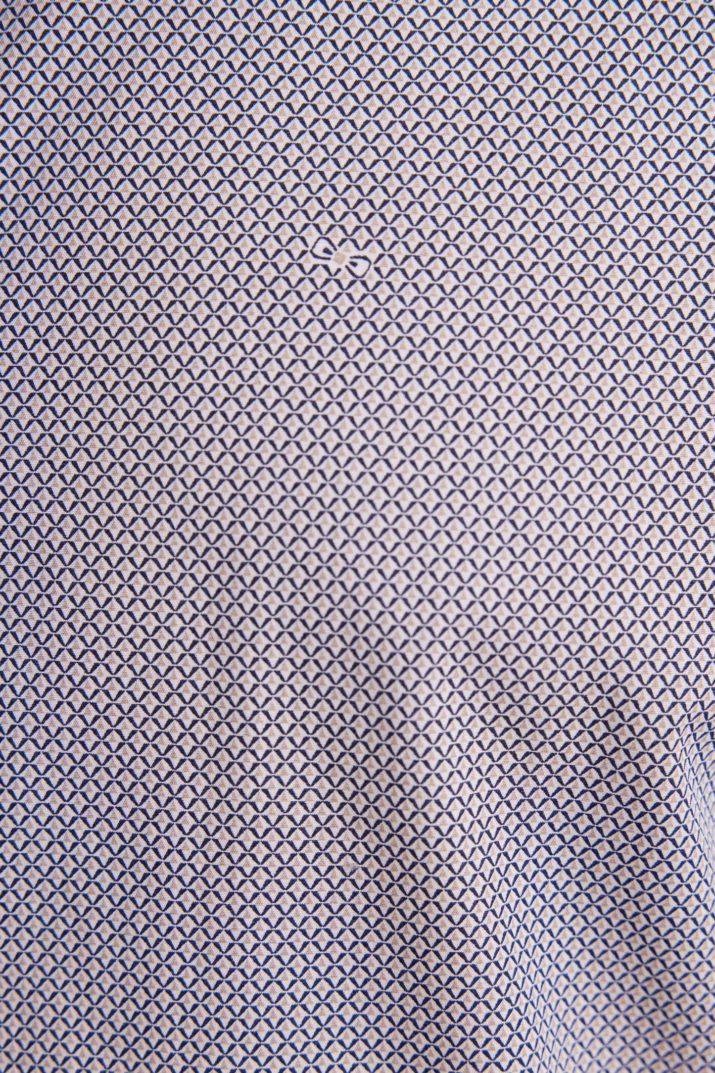 Cotton poplin shirt with beige micro-patterns, straight cut
