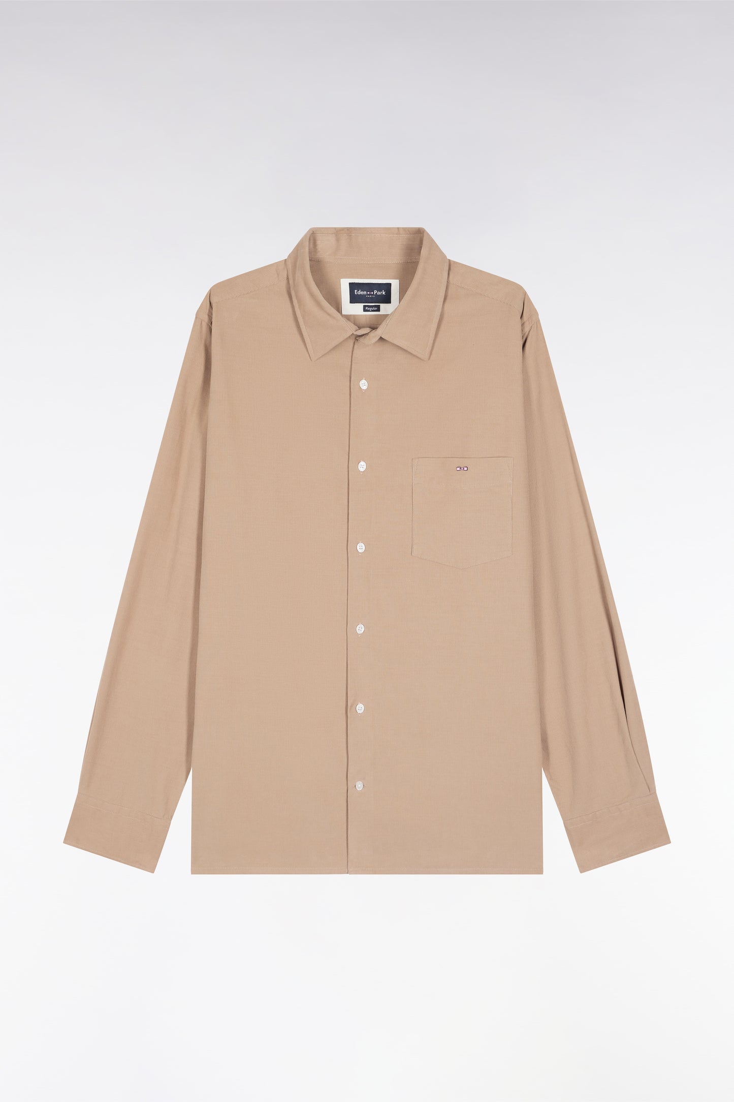 Beige straight-cut velvet shirt