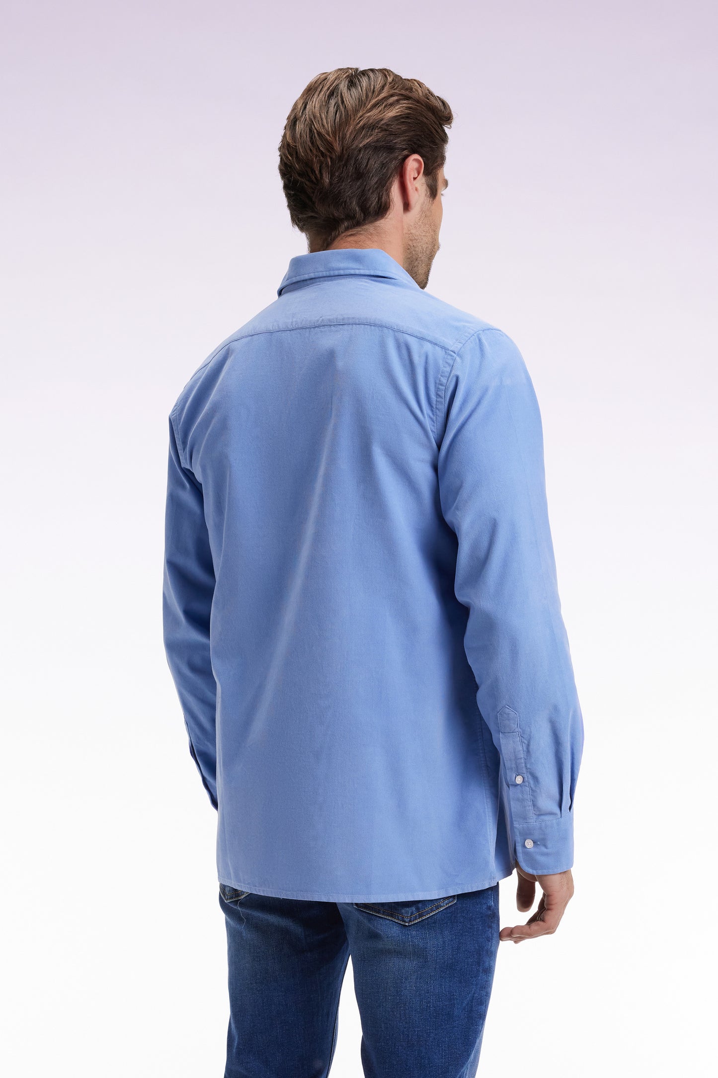 Straight-cut sky velvet shirt