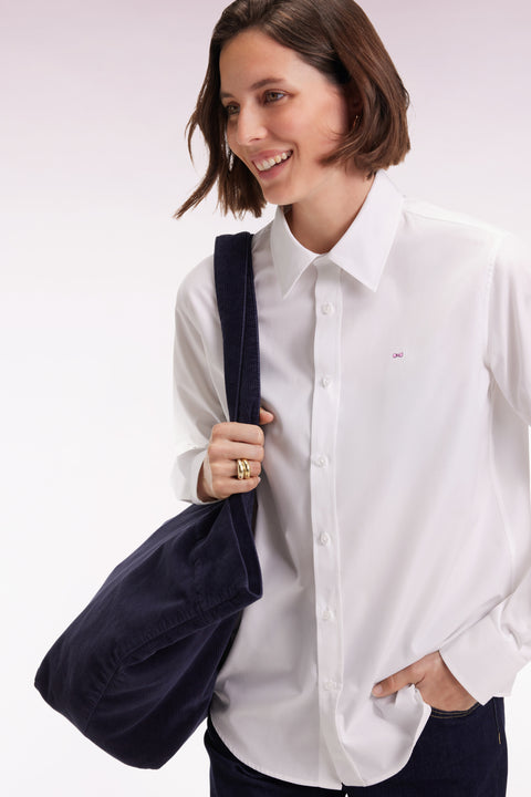 Chemise en popeline de coton blanc coupe slim - Image 3