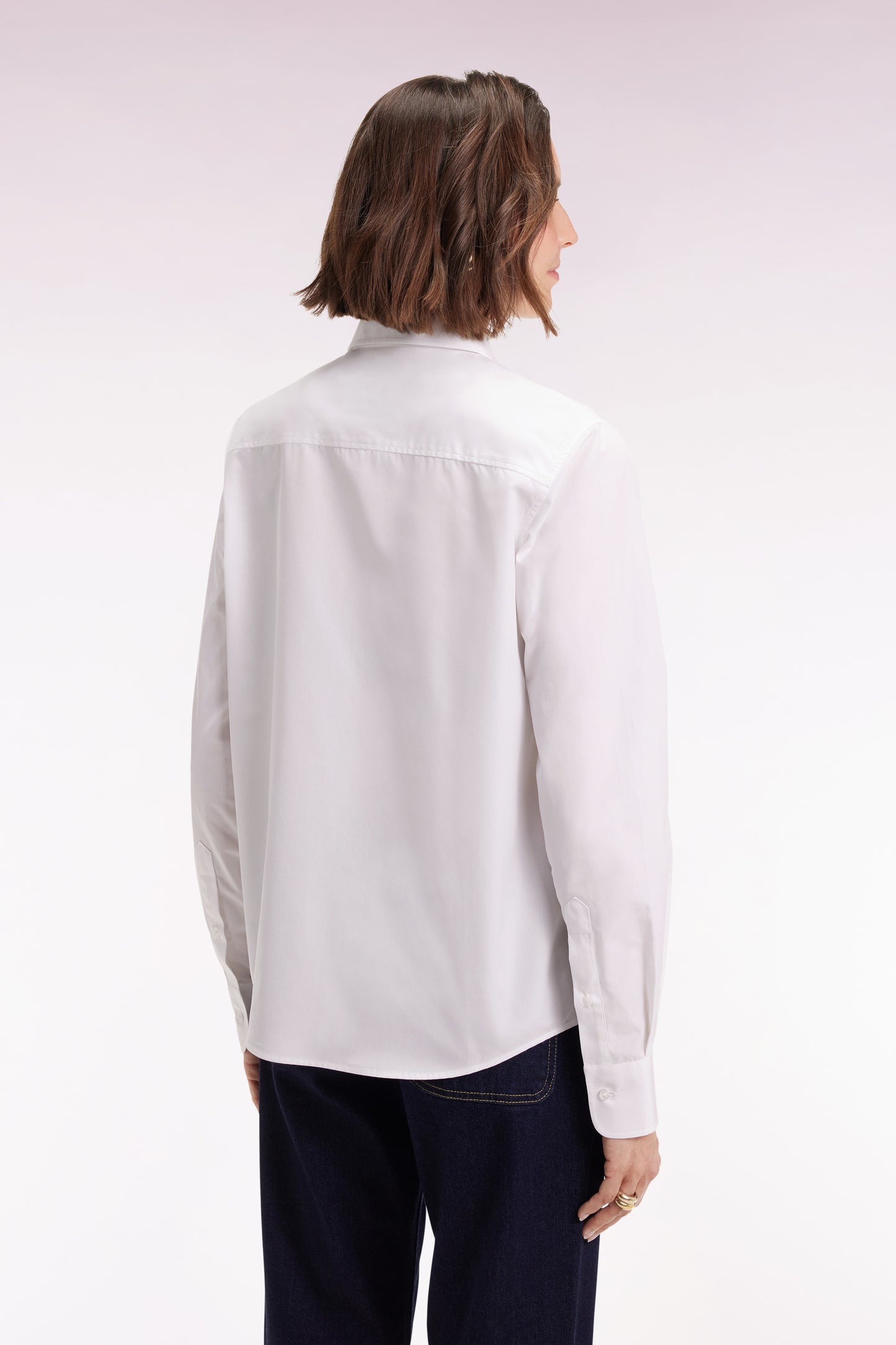 Chemise en popeline de coton blanc coupe slim