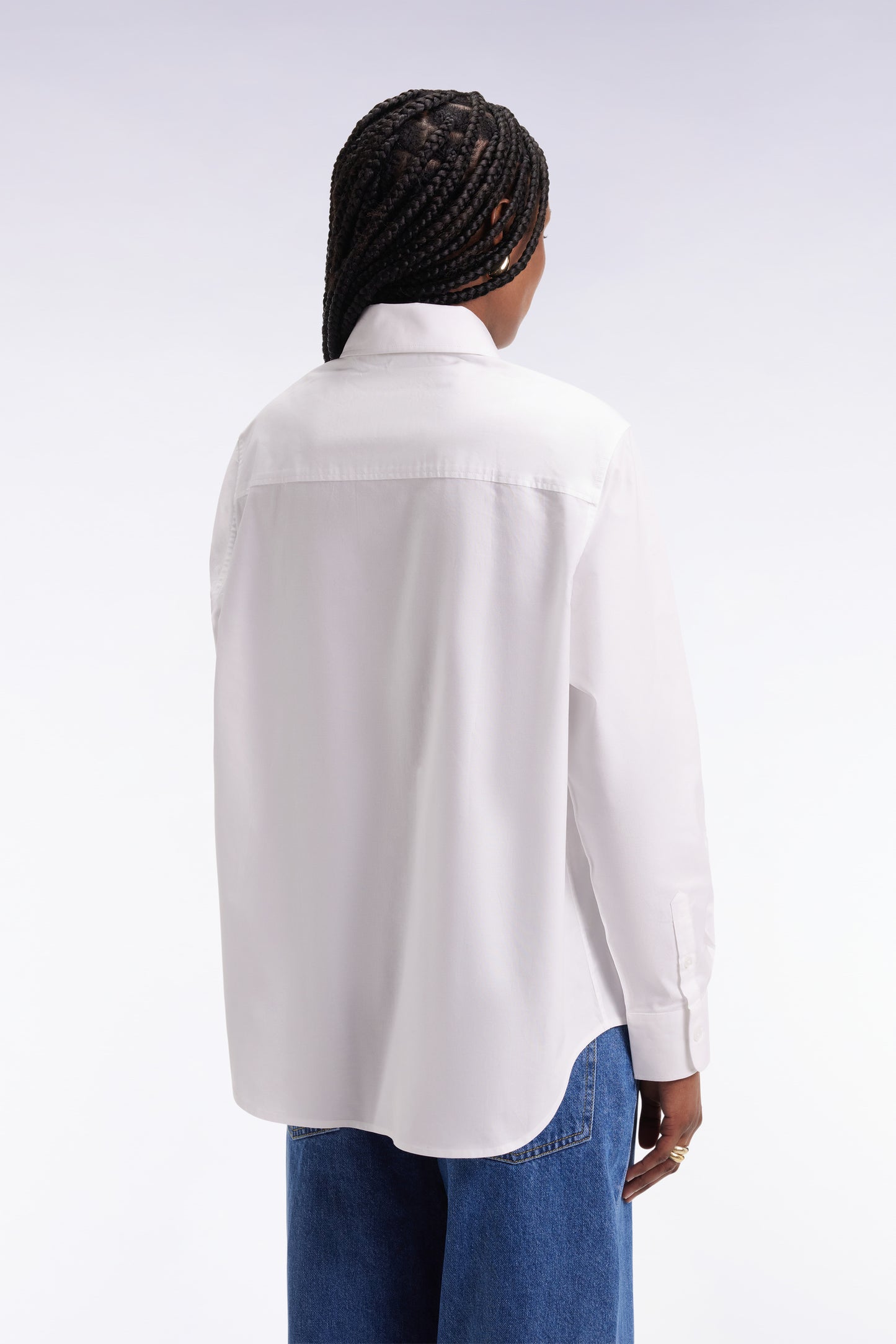 Relaxed fit shirt in white cotton poplin