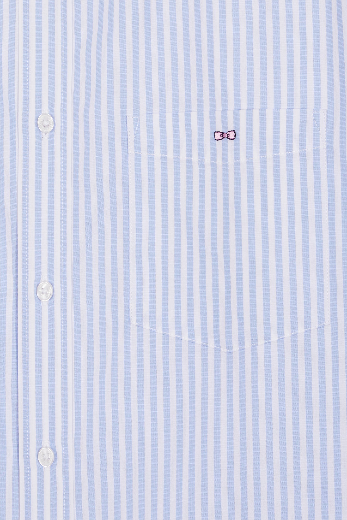 Chemise en popeline de coton rayée ciel et blanche coupe slim