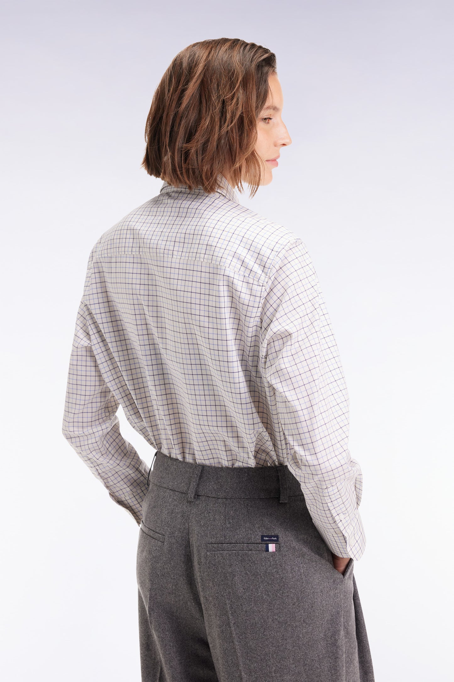 Grey and white check Relaxed fit shirt