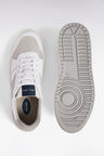 Two-tone leather and suede sneakers in gray and white