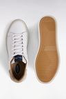 Two-tone low-top sneakers in white leather and sand suede