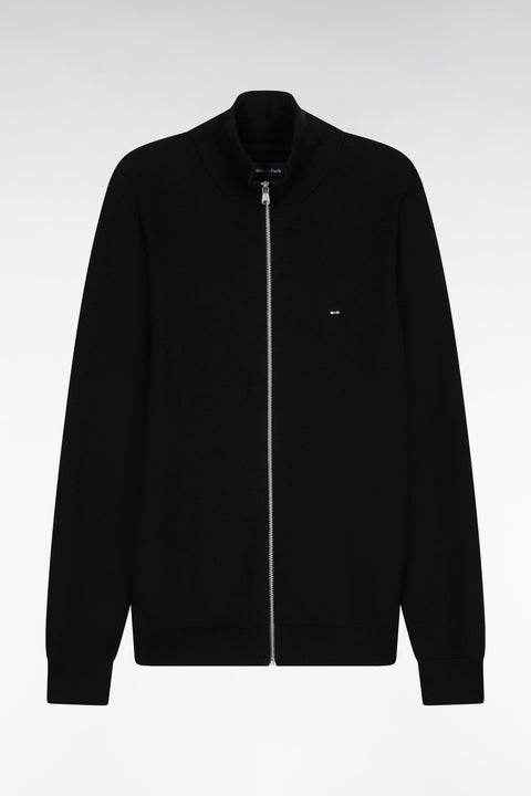 Black honeycomb cotton cardigan, straight cut - Image 2