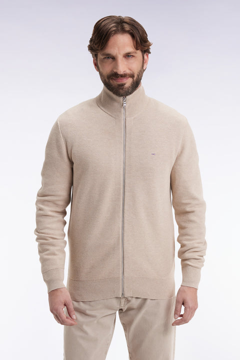Beige honeycomb cotton cardigan, straight cut - Image 2