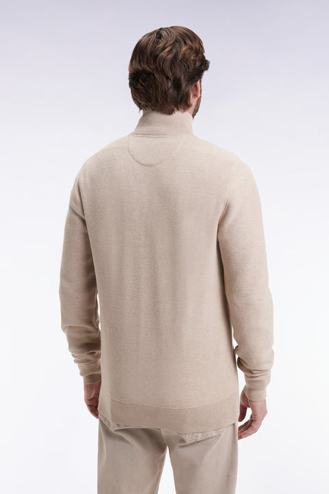 Beige honeycomb cotton cardigan, straight cut - Image 3