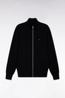 Black straight-cut merino wool cardigan