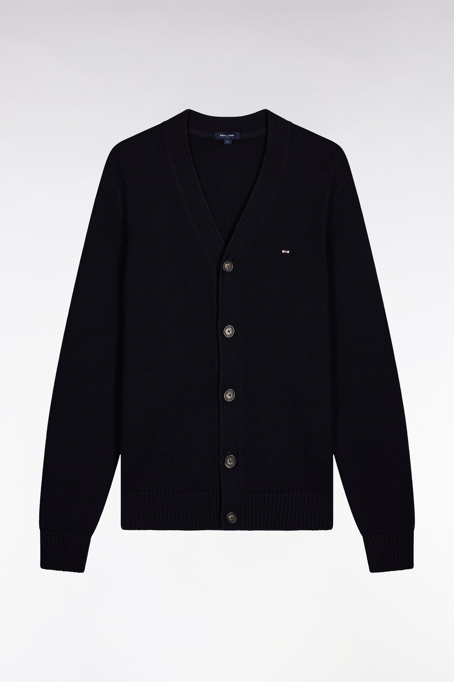 Wool and cotton navy cardigan, straight cut