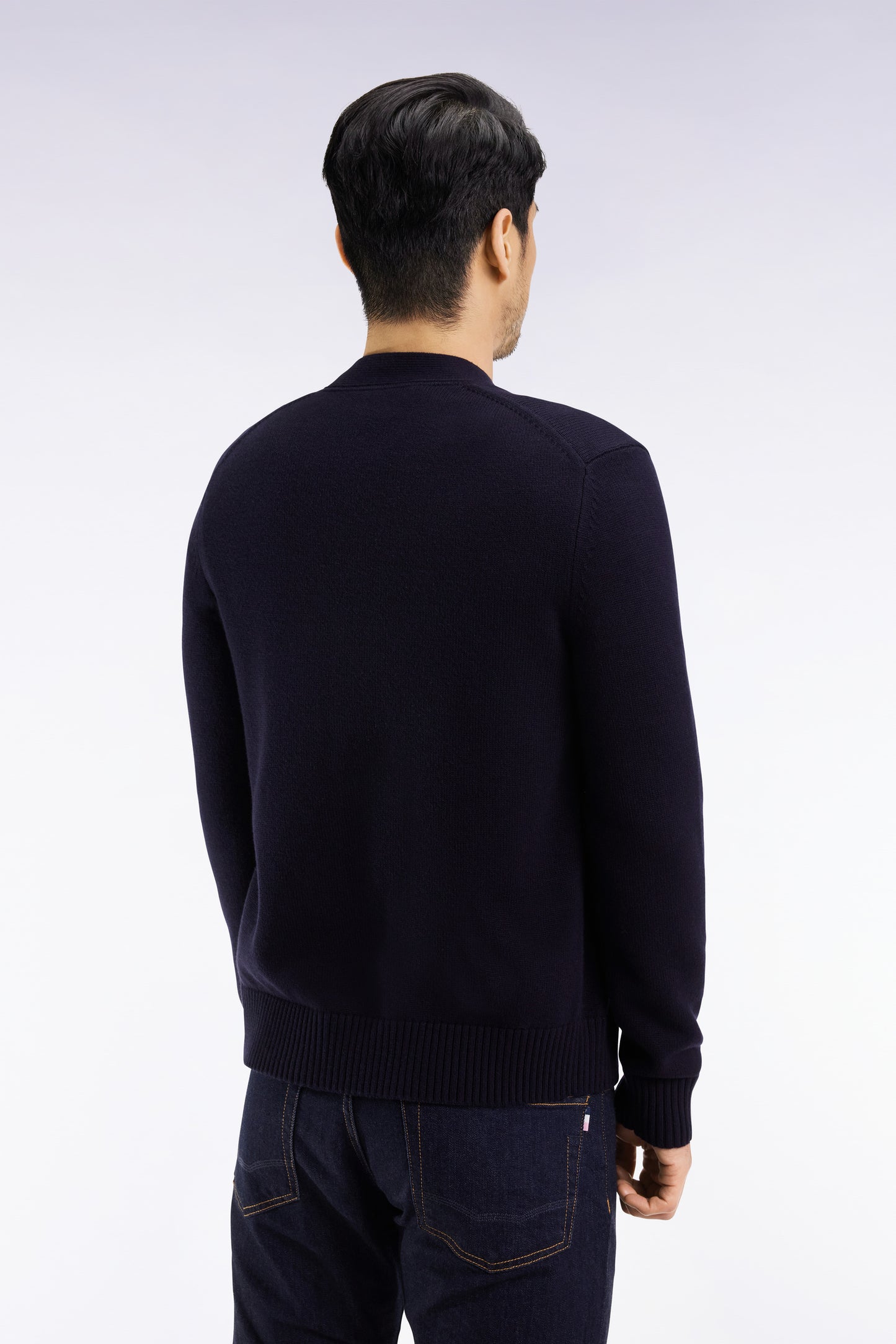 Wool and cotton navy cardigan, straight cut