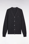 Grey wool and cotton cardigan, straight cut