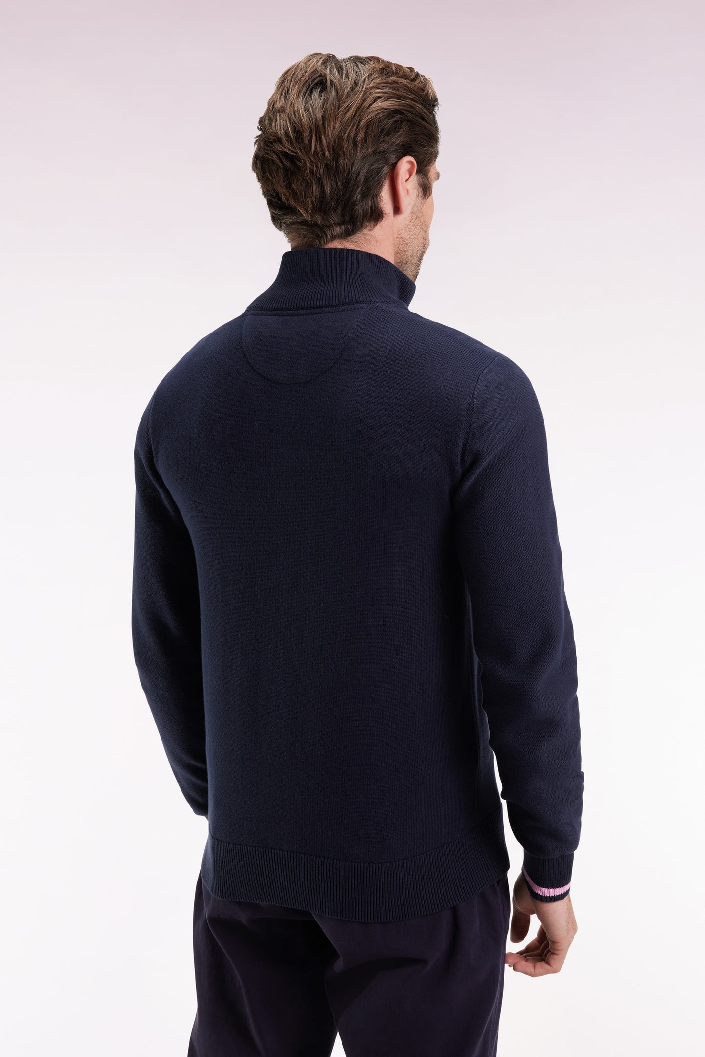 Navy cotton zipped cardigan embroidered 10 navy straight cut