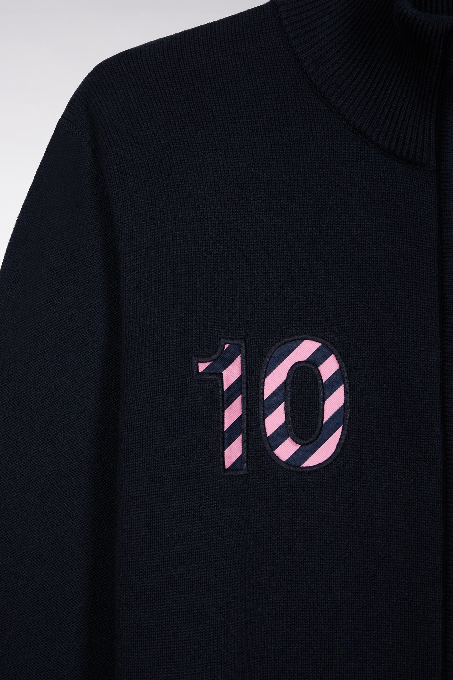 Navy cotton zipped cardigan embroidered 10 navy straight cut