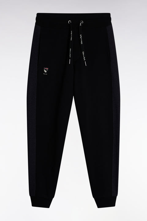 Black brushed fleece jogging suit with striped pockets Relaxed cut - Image 2