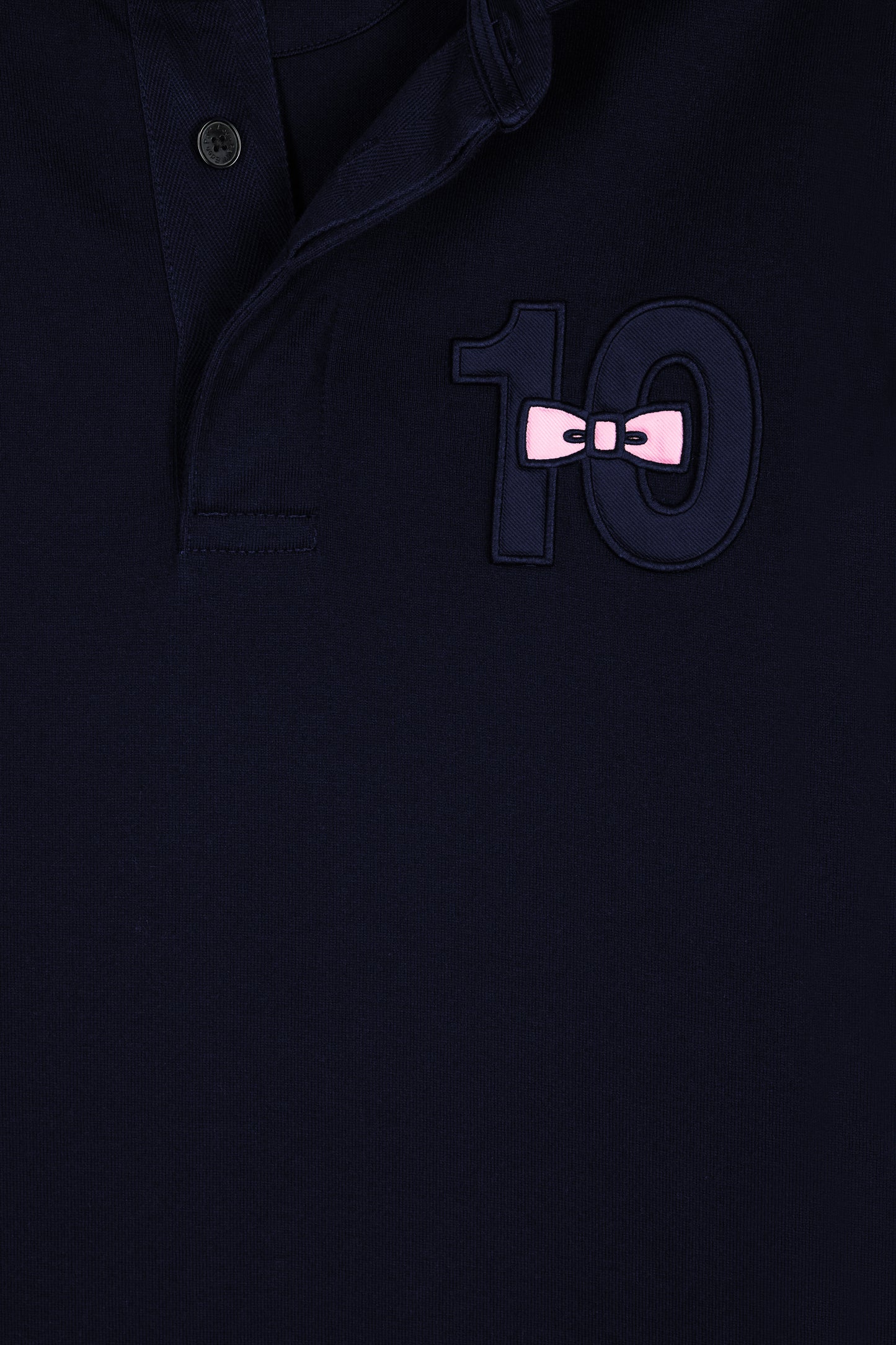 Long-sleeved jersey in thick navy cotton jersey with embroidered straight cut