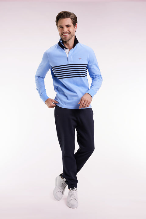 Long-sleeved jersey in thick striped sky jersey, straight cut - Image 1