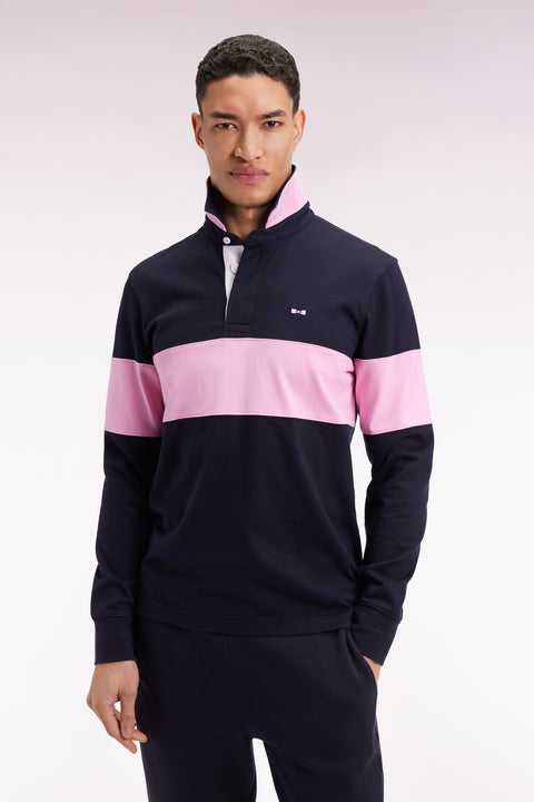 Long-sleeved jersey in thick navy embroidered back straight cut - Image 3