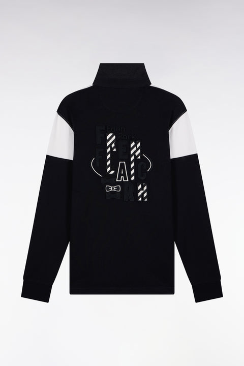 Long-sleeved jersey in two-tone black and white straight cut - Image 2