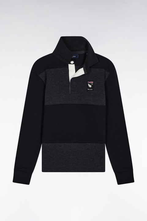 Long-sleeved jersey in black and grey New Zealand cotton jersey - Image 1