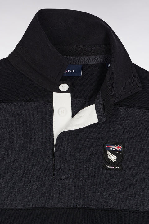 Long-sleeved jersey in black and grey New Zealand cotton jersey - Image 2