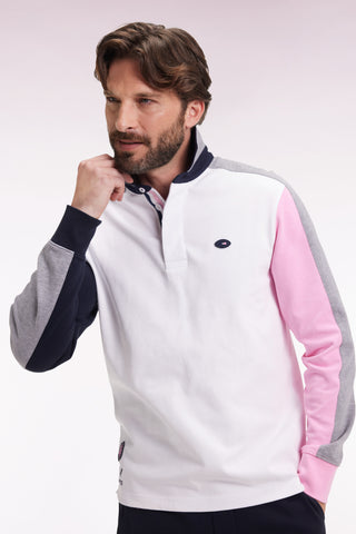 XV de France white long-sleeved jersey with embroidered back, straight cut