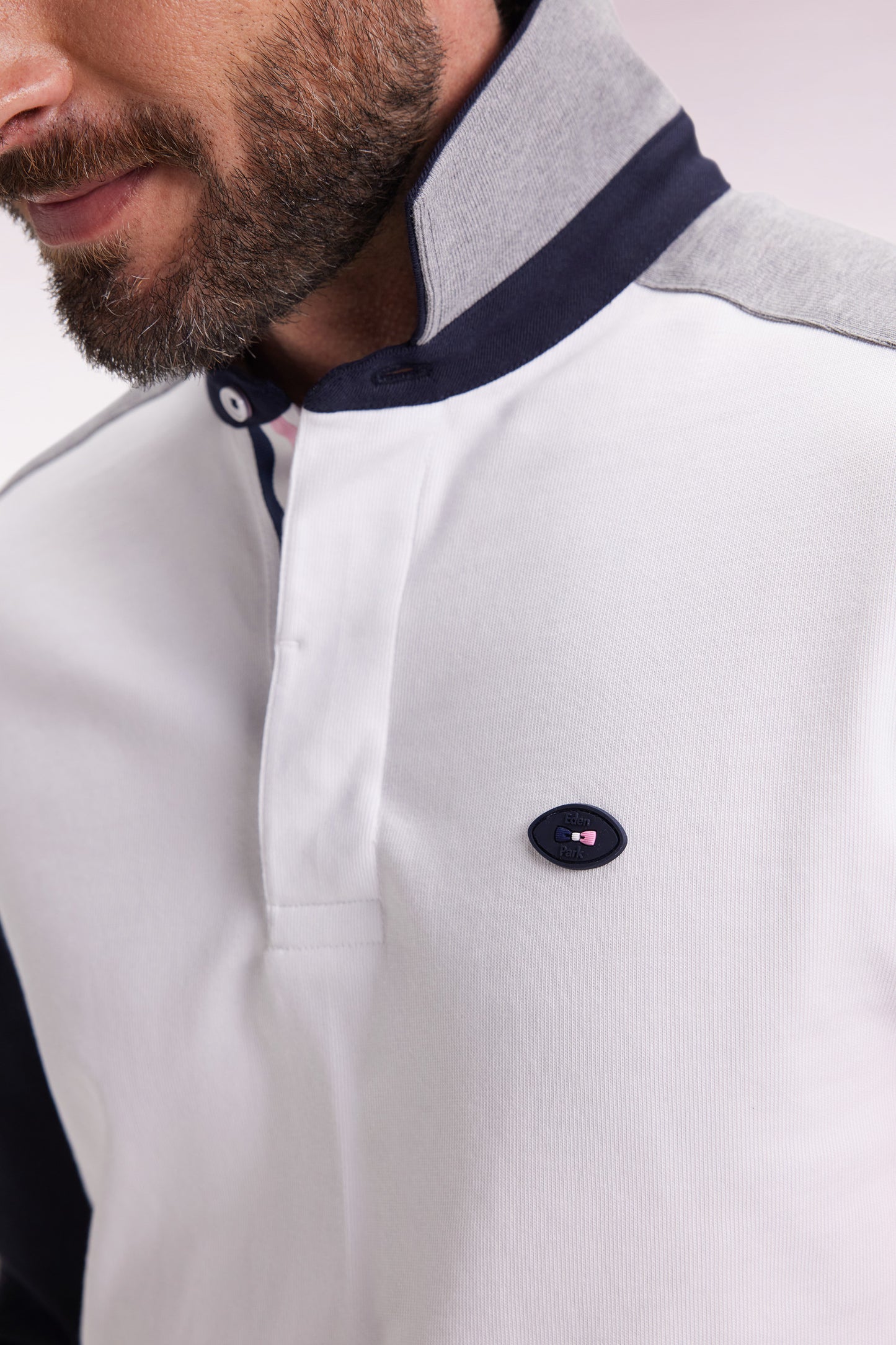 XV de France white long-sleeved jersey with embroidered back, straight cut