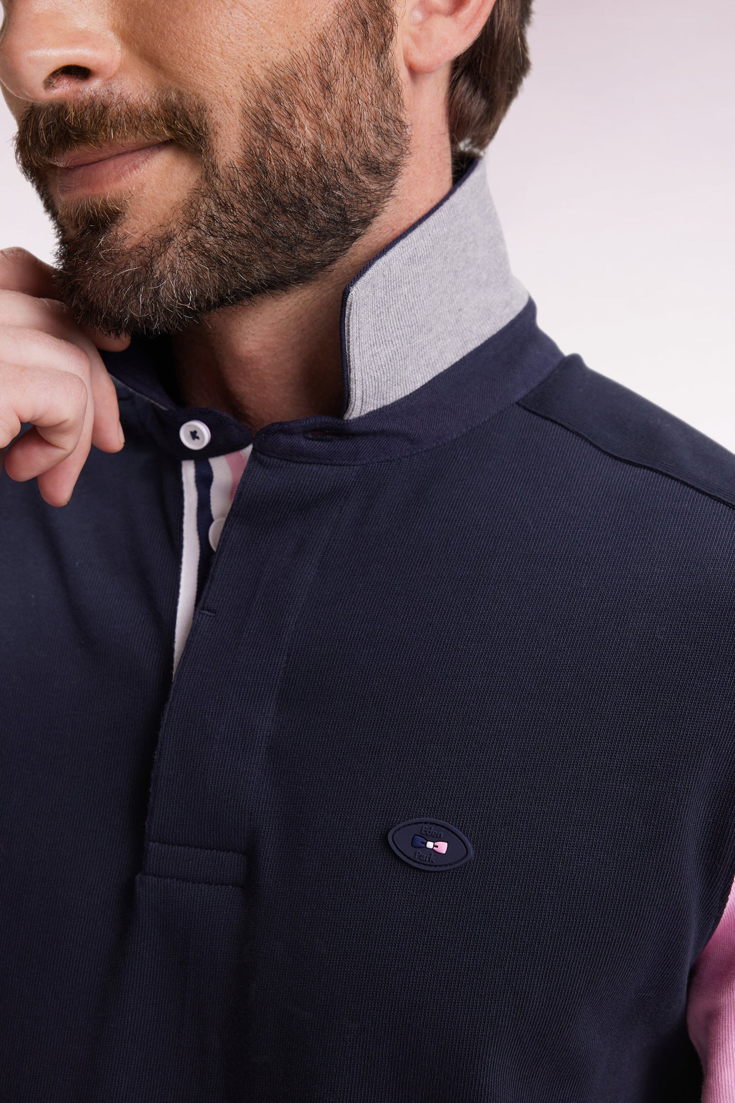 XV de France navy long-sleeved jersey with embroidered back, straight cut