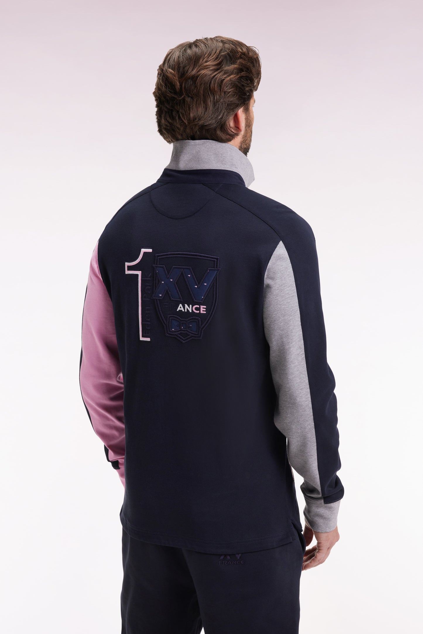 XV de France navy long-sleeved jersey with embroidered back, straight cut