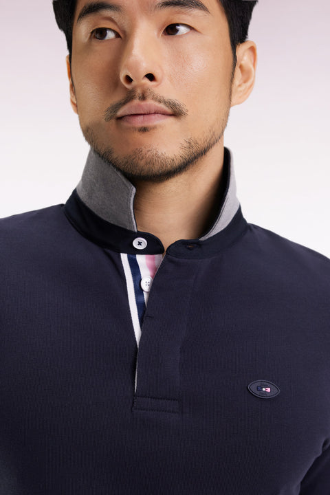XV de France navy long-sleeved jersey with rooster embroidery, straight cut - Image 1