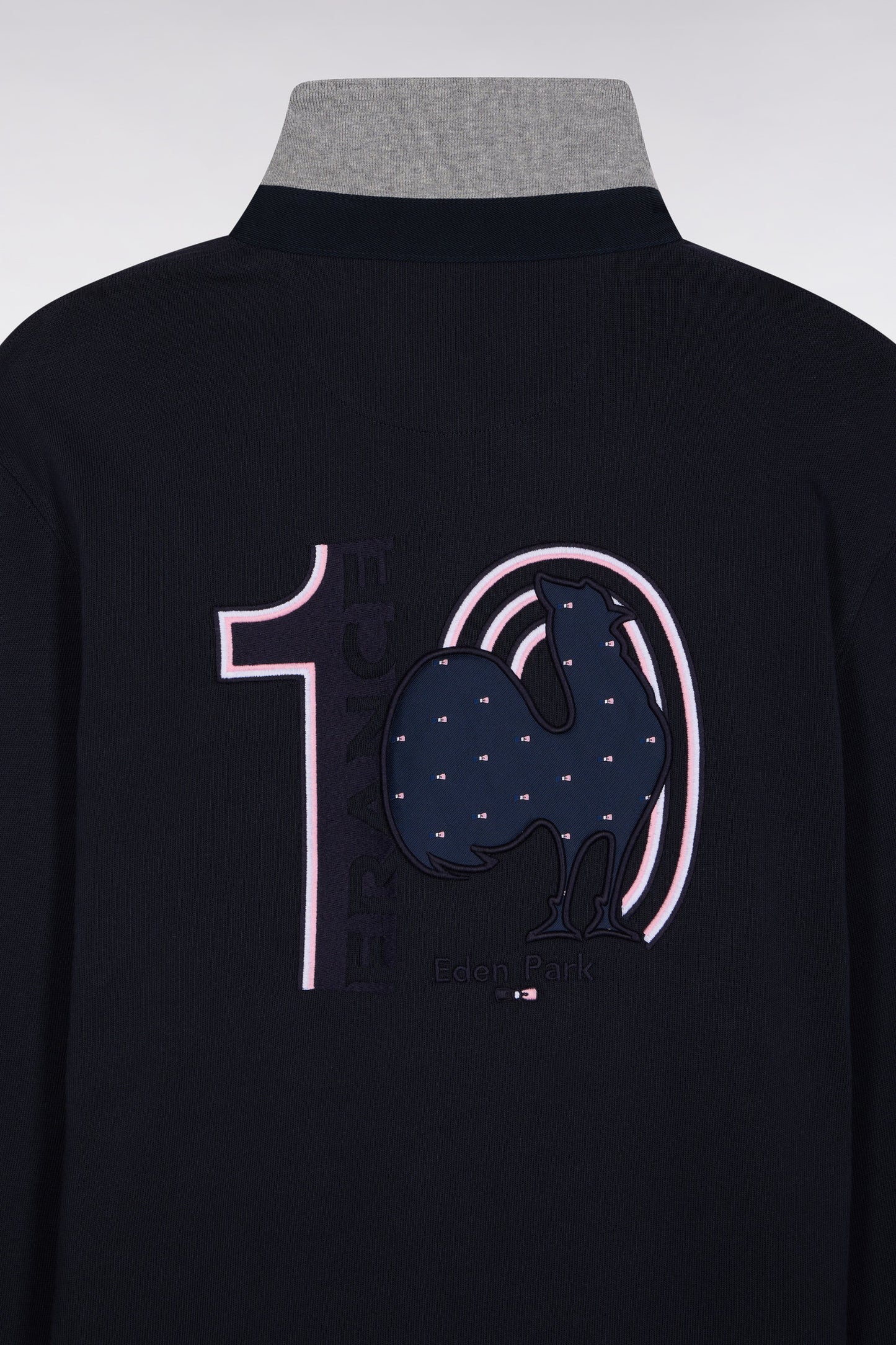 XV de France navy long-sleeved jersey with rooster embroidery, straight cut