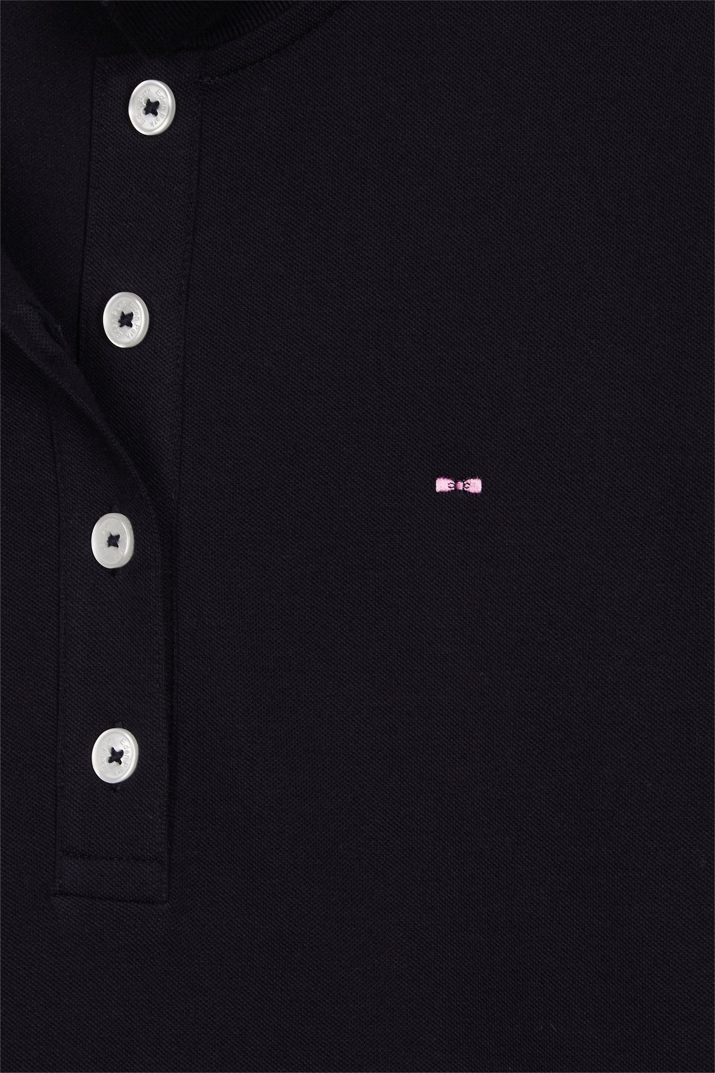 Short-sleeved polo shirt in navy stretch cotton, slim fit