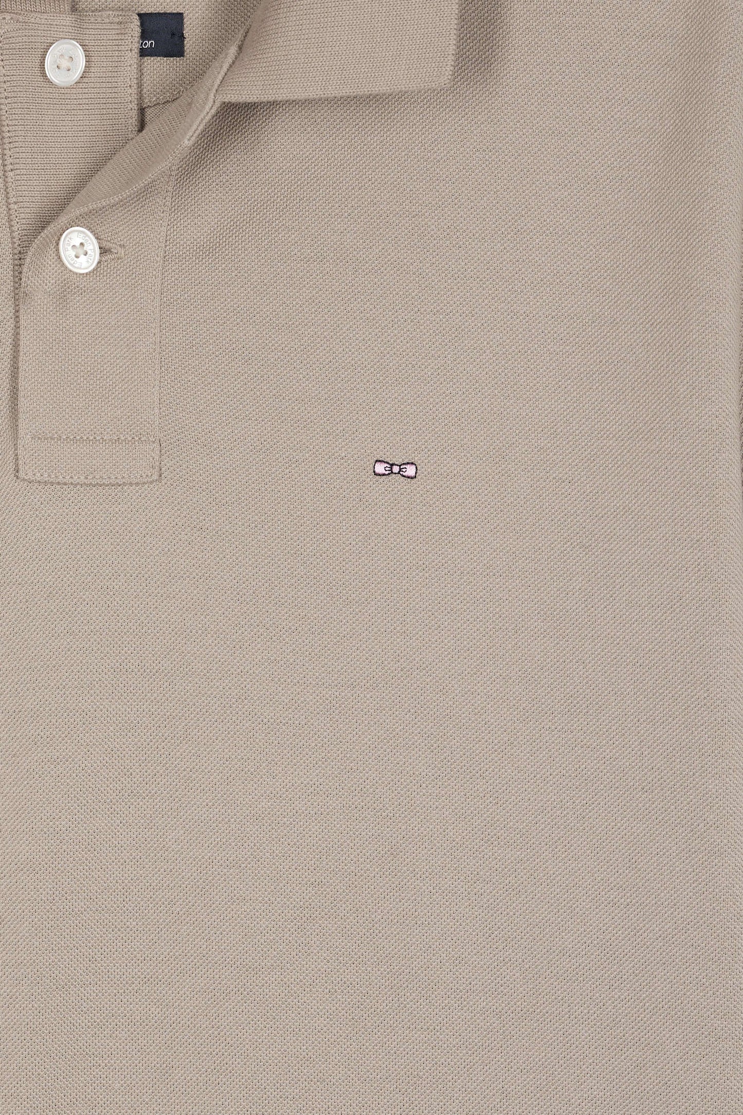 Short-sleeved polo shirt in beige Pima cotton, straight cut
