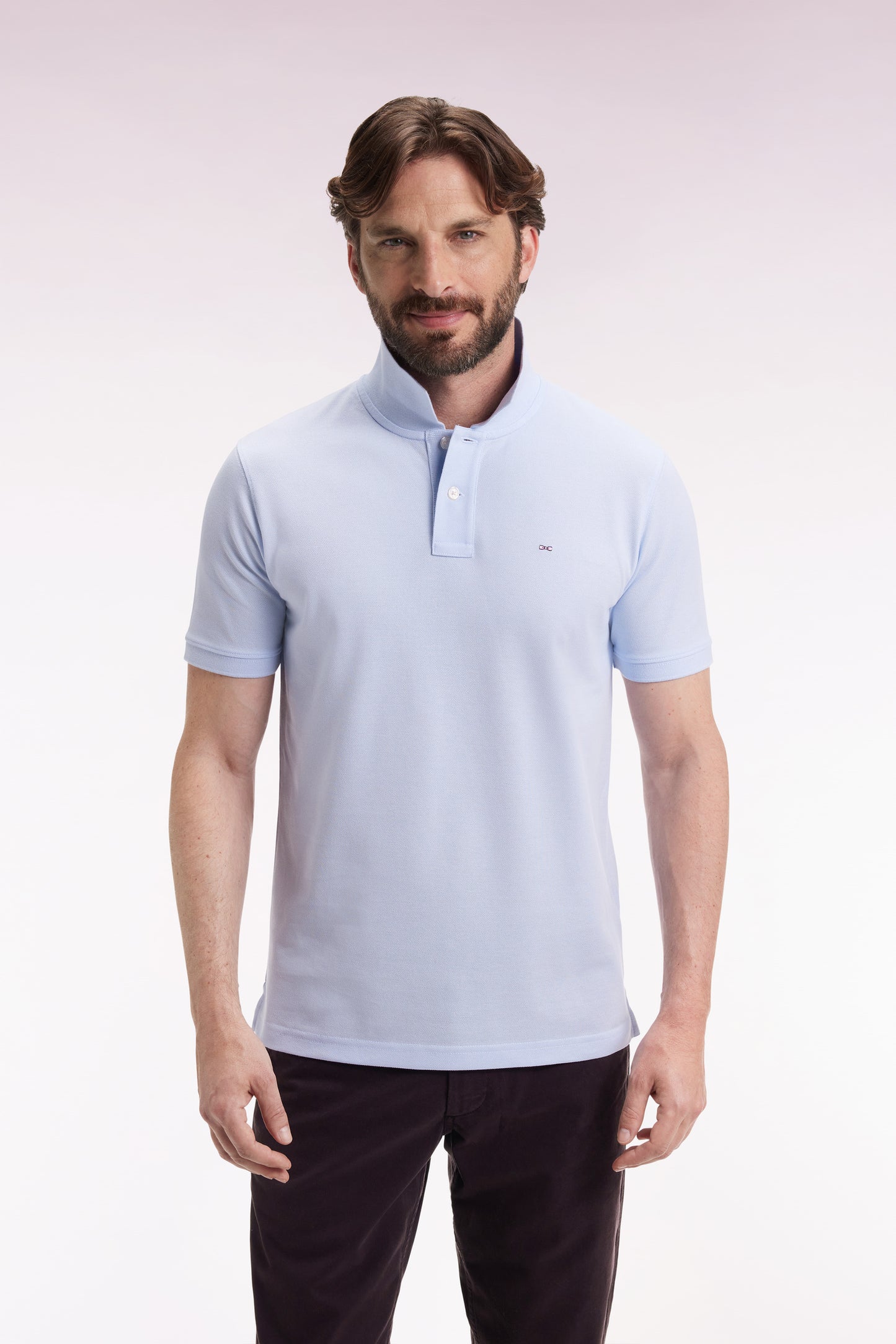 Short-sleeved polo shirt in straight-cut Pima cotton
