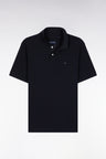 Short-sleeved polo shirt in navy Pima cotton, straight cut