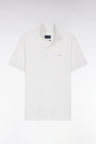 Short-sleeved polo shirt in white Pima cotton, straight cut